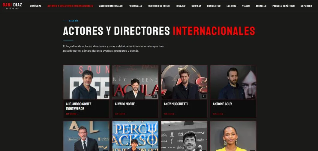 Galería web de fotografía de eventos y actores